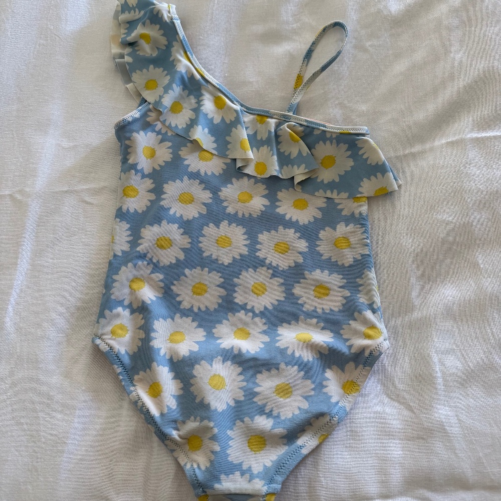 Jcrew Crewcuts Daisy Ruffle Shoulder Swimsuit Girls Size 6/7